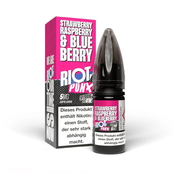 Riot Squad - PUNX - Strawberry, Raspberry & Blueberry - 10ml Nikotinsalz Liquid - 5mg/ml