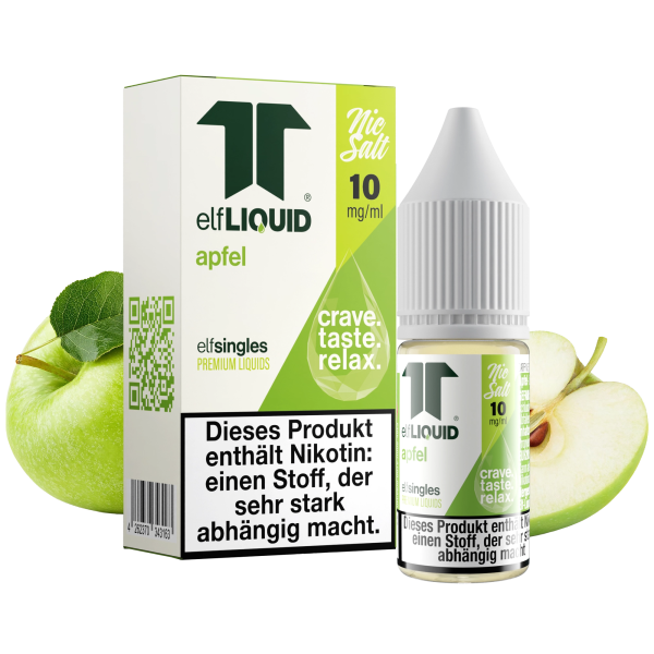 elfLIQUID - elfsingles - 10ml NicSalt Liquid 10mg - Apfel