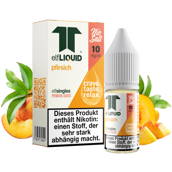 elfLIQUID - elfsingles - 10ml NicSalt Liquid 10mg - Pfirsich