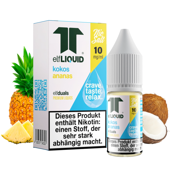 elfLIQUID - elfduals - 10ml NicSalt Liquid 10mg - Kokos Ananas