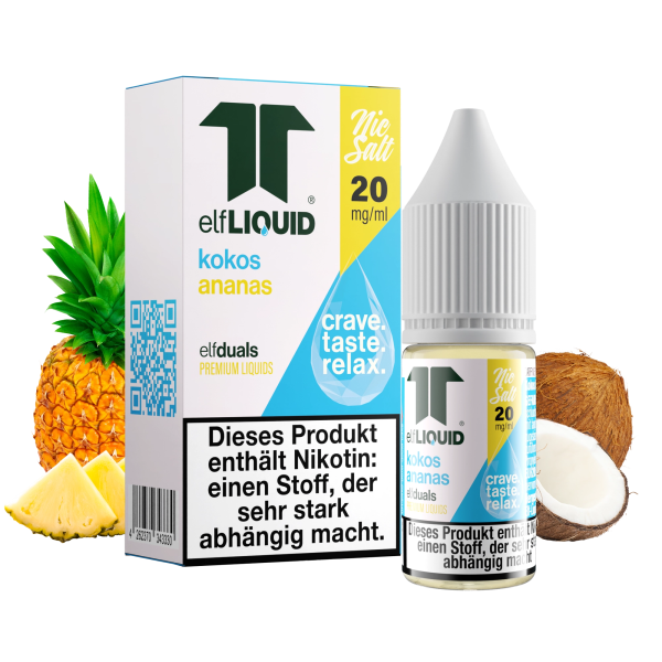 elfLIQUID - elfduals - 10ml NicSalt Liquid 20mg - Kokos Ananas